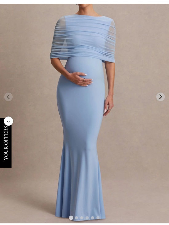 Club L London Dresses & Skirts - Zaria Light Blue Maternity Maxi Gown with Sheer Capelet